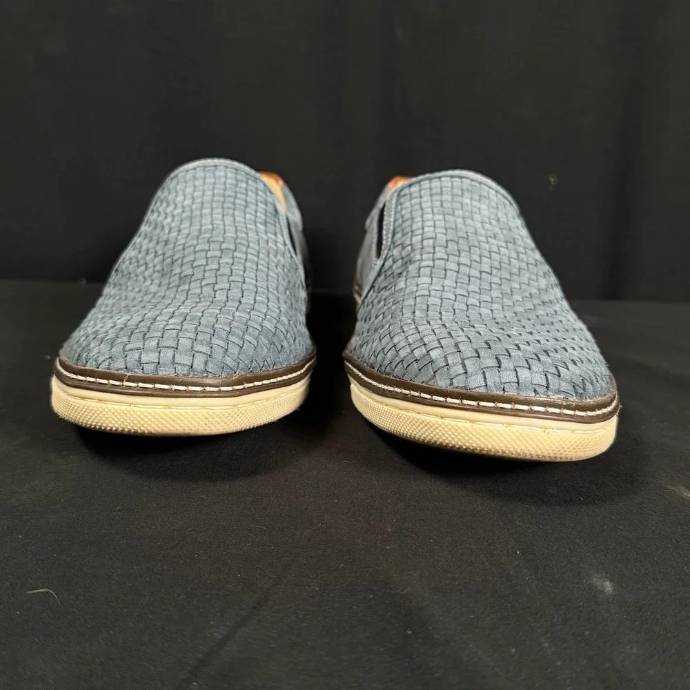 Johnston & Murphy Blue Woven Nubuck Slip On Sneakers 25-2529 Sheepskin Mens 10